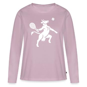 Cow Tennis Balloon Silhouette Minimalist - Women's Premium Organic Long Sleeve Shirt - dusky pink - Front - Julia (174cm)