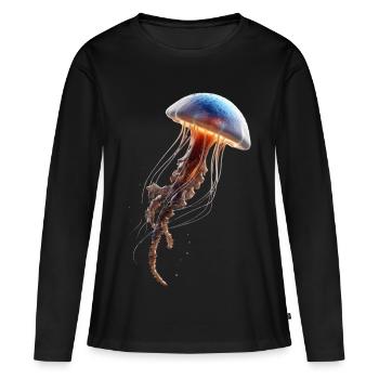 Méduse Méduse de feu Méduse Méduse mignonne - T-shirt manches longues Premium bio Femme - noir - Devant - Julia (174cm)