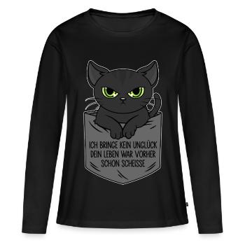Je n’apporte aucun malheur - la vie était déjà de la merde - T-shirt manches longues Premium bio Femme - noir - Devant - Julia (174cm)