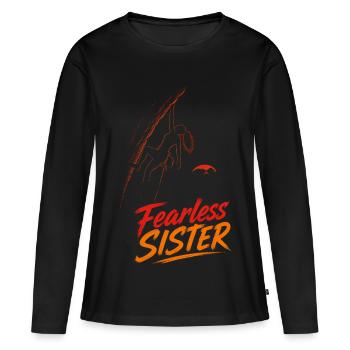 Sœur Intrépide – Grimper sans peur - T-shirt manches longues Premium bio Femme - noir - Devant - Julia (174cm)