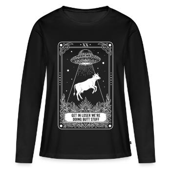 Lustiges Meme-Tarotkarten-Loser-Po-Witz - Frauen Premium Bio Langarmshirt - Schwarz - Vorne - Julia (174cm)