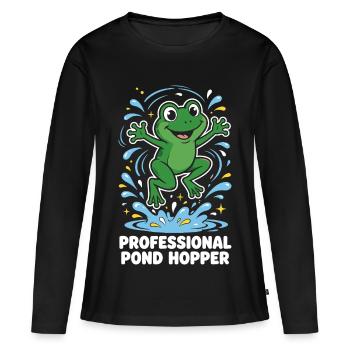 Professional Pond Hopper Frosch - Frauen Premium Bio Langarmshirt - Schwarz - Vorne - Julia (174cm)