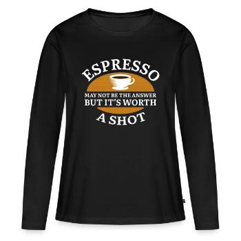 Espresso Shot - T-shirt manches longues Premium bio Femme - noir - Devant - Julia (174cm)