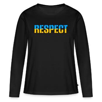 Respect Ukraine Respect Drapeau Couleurs du drapeau - T-shirt manches longues Premium bio Femme - noir - Devant - Julia (174cm)