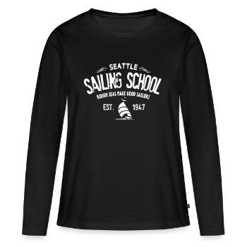 Seattle sailing school - T-shirt manches longues Premium bio Femme - noir - Devant - Julia (174cm)
