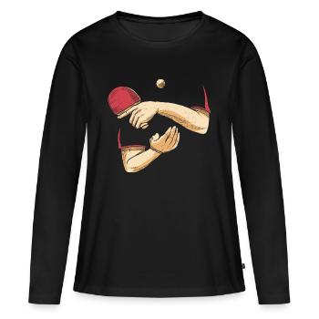Serve Table tennis ball Table tennis player - Women's Premium Organic Long Sleeve Shirt - black - Front - Julia (174cm)