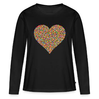 Coeur de confettis - T-shirt manches longues Premium bio Femme - noir - Devant - Julia (174cm)