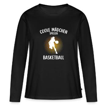 Coole Mädchen Spielen Basketball - Basketball-Mama - Frauen Premium Bio Langarmshirt - Schwarz - Vorne - Julia (174cm)