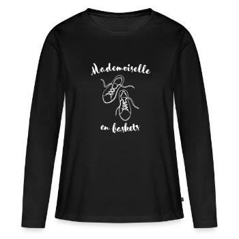 Mademoiselle En Baskets humour cadeau - T-shirt manches longues Premium bio Femme - noir - Devant - Julia (174cm)