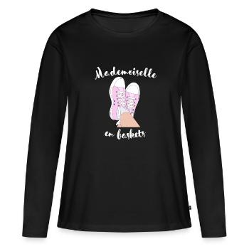 Mademoiselle En Baskets humour - T-shirt manches longues Premium bio Femme - noir - Devant - Julia (174cm)