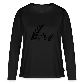 Paysage et épis de blés - T-shirt manches longues Premium bio Femme - noir - Devant - Julia (174cm)