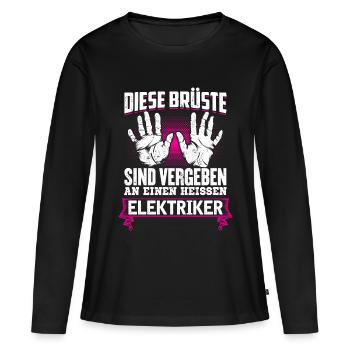 ELEKTRIKER - Brüste - Frauen Premium Bio Langarmshirt - Schwarz - Vorne - Julia (174cm)
