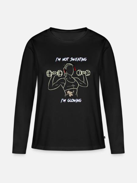 Fitness Girl mit Hanteln - Frauen Premium Bio Langarmshirt - Schwarz