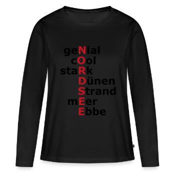 Mer du Nord - T-shirt manches longues Premium bio Femme - noir - Devant - Julia (174cm)