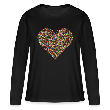 Konfetti Herz - Frauen Premium Bio Langarmshirt - Schwarz - Vorne - Julia (174cm)