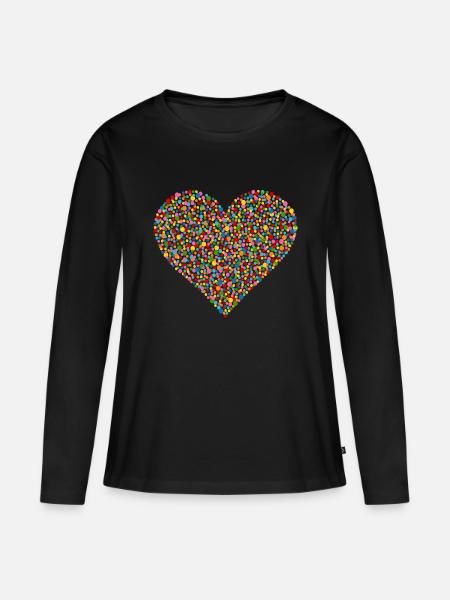 Konfetti Herz - Frauen Premium Bio Langarmshirt - Schwarz