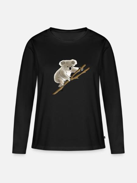 Koala - Frauen Premium Bio Langarmshirt - Schwarz