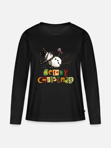 Lustiges Schneemann-Weihnachtsdesign - Frauen Premium Bio Langarmshirt -