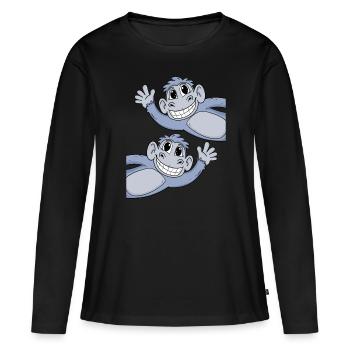 Singes singes - T-shirt manches longues Premium bio Femme - noir - Devant - Julia (174cm)