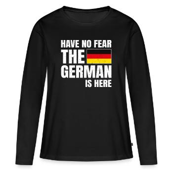 N’ayez crainte L’allemand est là Deutscher - T-shirt manches longues Premium bio Femme - noir - Devant - Julia (174cm)