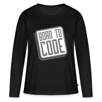 né à code - T-shirt manches longues Premium bio Femme - noir - Devant - Julia (174cm)
