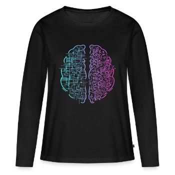 Cerveau gauche Cerveau droit - T-shirt manches longues Premium bio Femme - noir - Devant - Julia (174cm)
