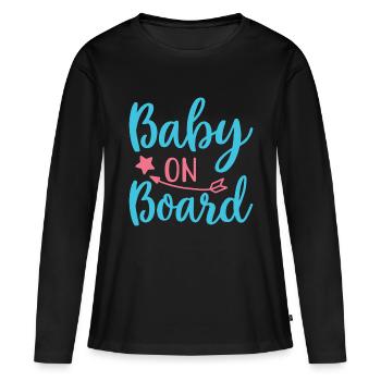 Bébé à bord 2021 - T-shirt manches longues Premium bio Femme - noir - Devant - Julia (174cm)