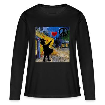 famous art, banksy girls, banksy, van gogh - Women's Premium Organic Long Sleeve Shirt - black - Front - Julia (174cm)