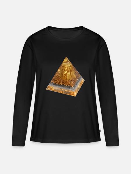 Pharao Echnaton- Pyramide - Frauen Premium Bio Langarmshirt - Schwarz