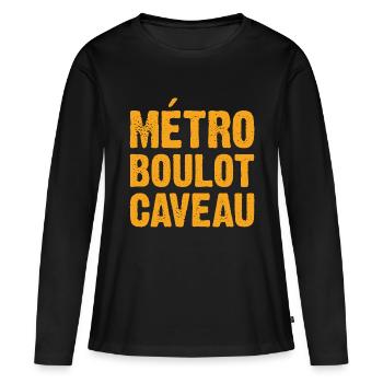 Métro Boulot Caveau - T-shirt manches longues Premium bio Femme - noir - Devant - Julia (174cm)