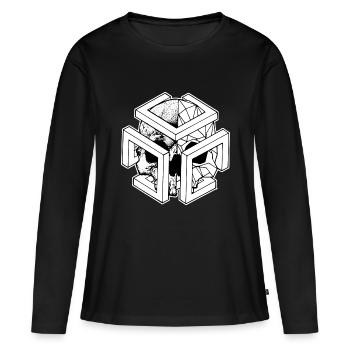 CRÂNE DE GÉO - T-shirt manches longues Premium bio Femme - noir - Devant - Julia (174cm)