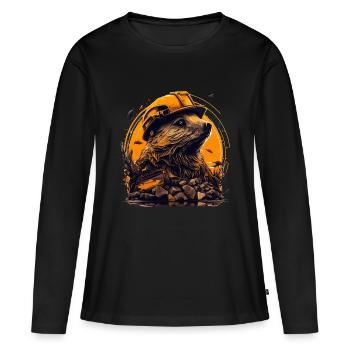 Bieber en tant que maître d’œuvre avec casque de sécurité jaune - T-shirt manches longues Premium bio Femme - noir - Devant - Julia (174cm)