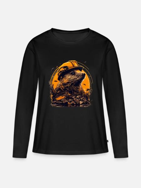 Bieber as master builder with yellow safety helmet - Women's Premium Organic Long Sleeve Shirt - black