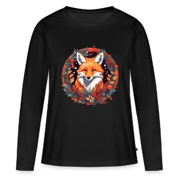 Fox Avec des éléments de Noël, Love Foxes - T-shirt manches longues Premium bio Femme - noir - Devant - Julia (174cm)
