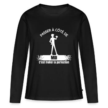 Passer à côté de moi - T-shirt manches longues Premium bio Femme - noir - Devant - Julia (174cm)
