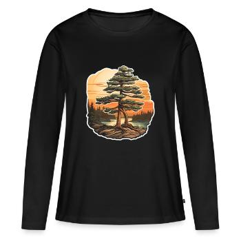 Pin au crépuscule - T-shirt manches longues Premium bio Femme - noir - Devant - Julia (174cm)