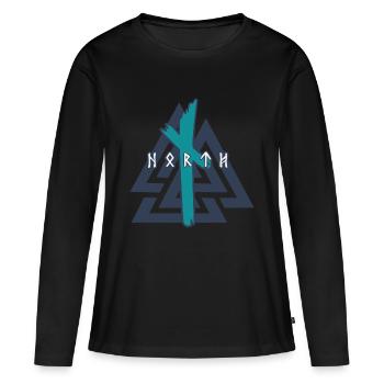 Seele des Nordens - Frauen Premium Bio Langarmshirt - Schwarz - Vorne - Julia (174cm)