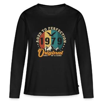Les légendes sont nées en 1979 Vintage - T-shirt manches longues Premium bio Femme - noir - Devant - Julia (174cm)