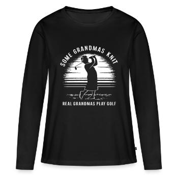 De vraies mamies qui jouent au golf - T-shirt manches longues Premium bio Femme - noir - Devant - Julia (174cm)