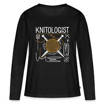 Expertise créative en tricot - T-shirt manches longues Premium bio Femme - noir - Devant - Julia (174cm)