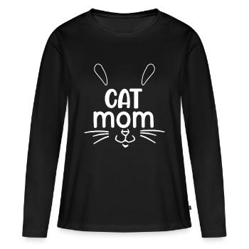 Élégant Chat Maman Chat Motif - T-shirt manches longues Premium bio Femme - noir - Devant - Julia (174cm)