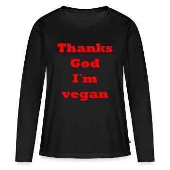 vegan - Frauen Premium Bio Langarmshirt - Schwarz - Vorne - Julia (174cm)