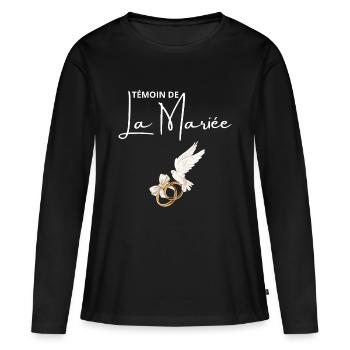Témoin de La mariée - T-shirt manches longues Premium bio Femme - noir - Devant - Julia (174cm)