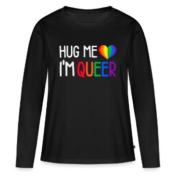 Gib mir eine Umarmung, ich bin queer - Frauen Premium Bio Langarmshirt - Schwarz - Vorne - Julia (174cm)
