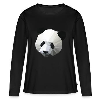 Polygon Panda - Frauen Premium Bio Langarmshirt - Schwarz - Vorne - Julia (174cm)