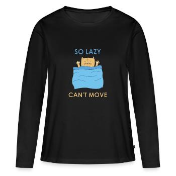 Un chat pourri ! C’est un cadeau pour les dormeurs. - T-shirt manches longues Premium bio Femme - noir - Devant - Julia (174cm)