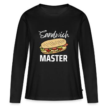 Sandwich Master Deli Sub Lover Funny Sandwich - T-shirt manches longues Premium bio Femme - noir - Devant - Julia (174cm)