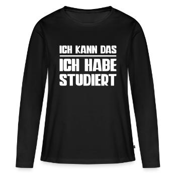 je peux étudier le texte de la sentence - T-shirt manches longues Premium bio Femme - noir - Devant - Julia (174cm)