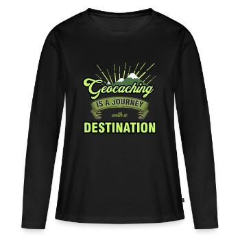 geocaching - T-shirt manches longues Premium bio Femme - noir - Devant - Julia (174cm)
