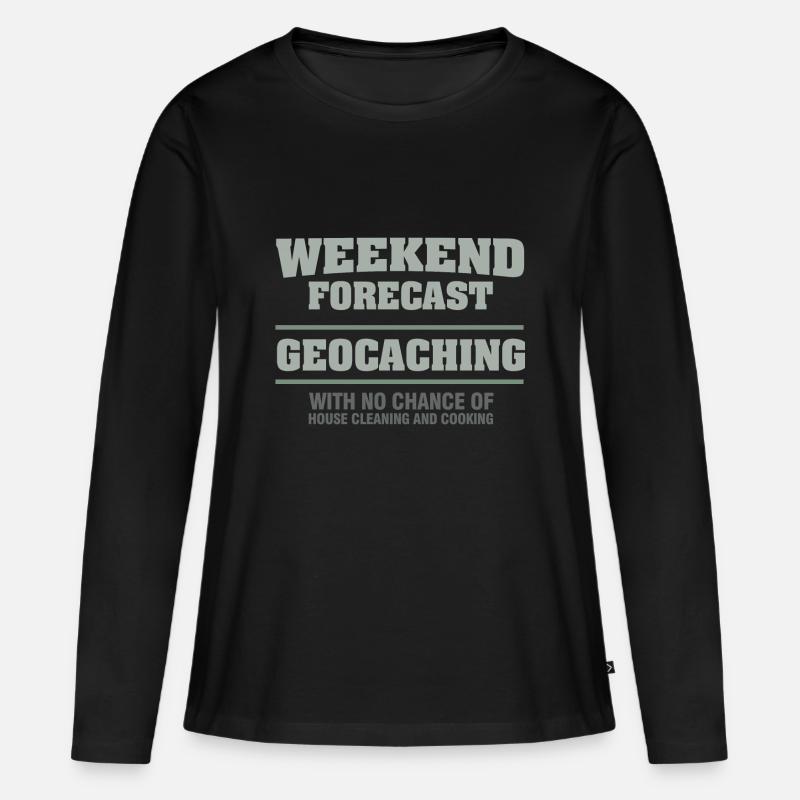Geocaching - Frauen Premium Bio Langarmshirt - Schwarz